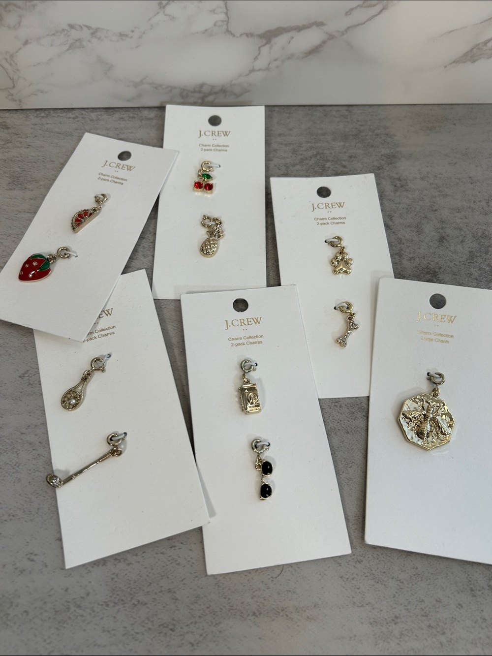 J. Crew Gold-Tone Charm Set with Red and Black Enamel Accents